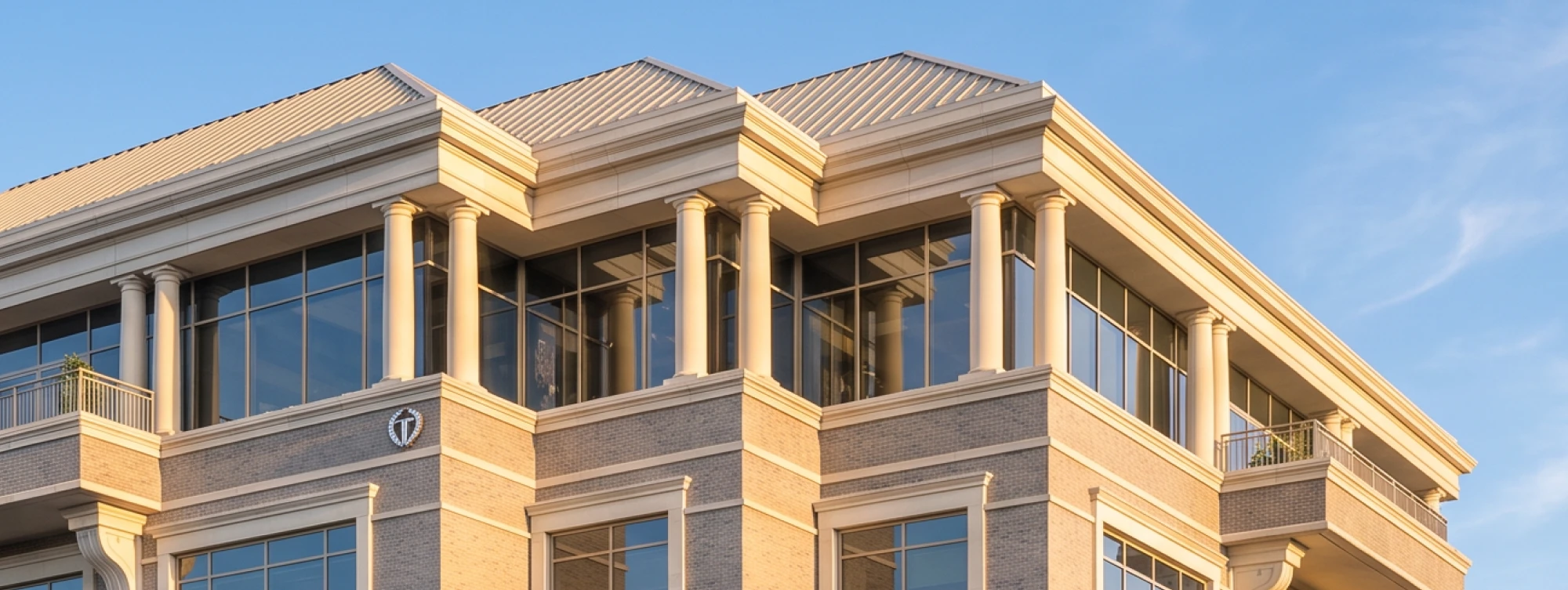Upper architectural detail of TowneBank Building in SouthPark